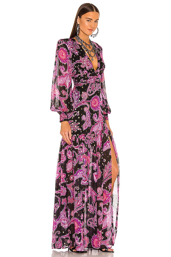 view 2 of 5 Zeppelin Maxi Dress in Black Purple Paisley