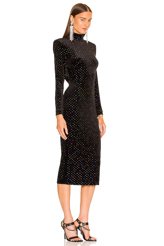 view 2 of 4 ROBE MI-LONGUE AURORA in Black Multi