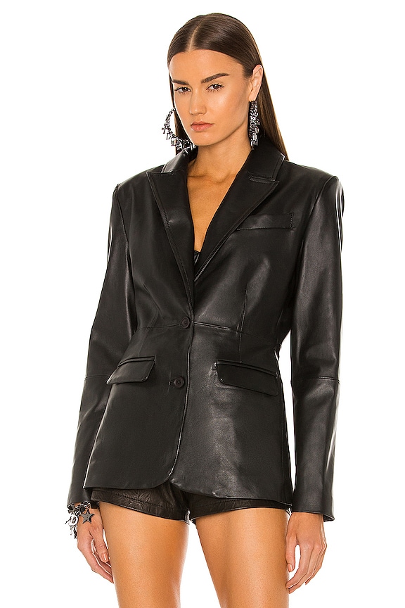 view 2 of 6 BLAZER EN CUIR TAILORED in Black