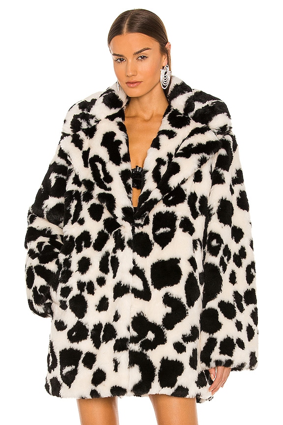 view 2 of 6 GRACE フェイクファーコート in Monochrome Leopard
