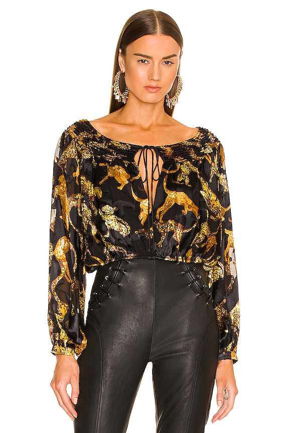 view 2 of 6 CELESTE ブラウス in Black & Gold Cats