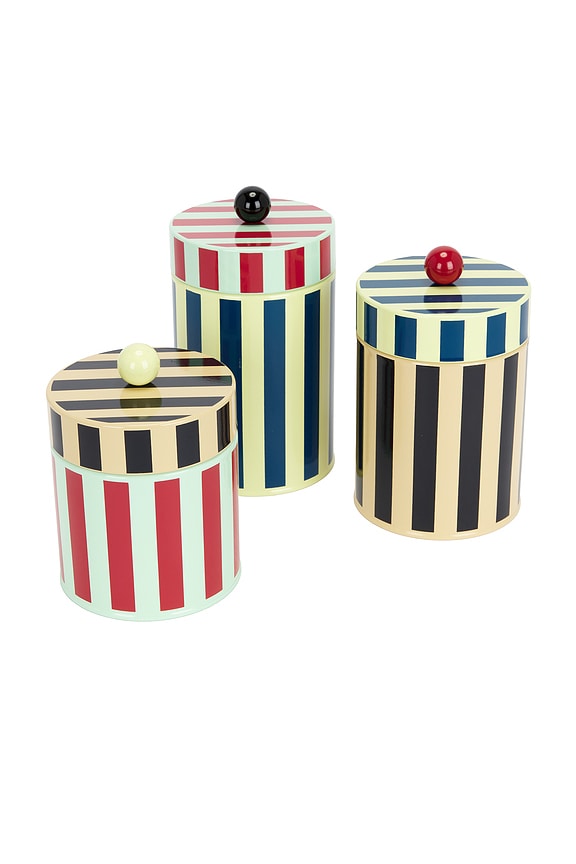 view 2 of 6 Set Of 3 Stripe Canister in Multi