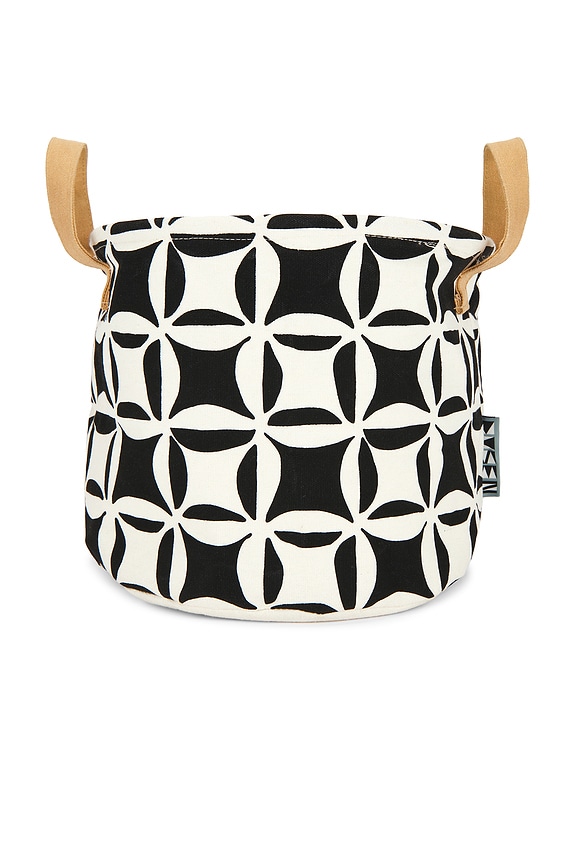 view 2 of 4 Quilt Canvas Storage Bin in Black & White