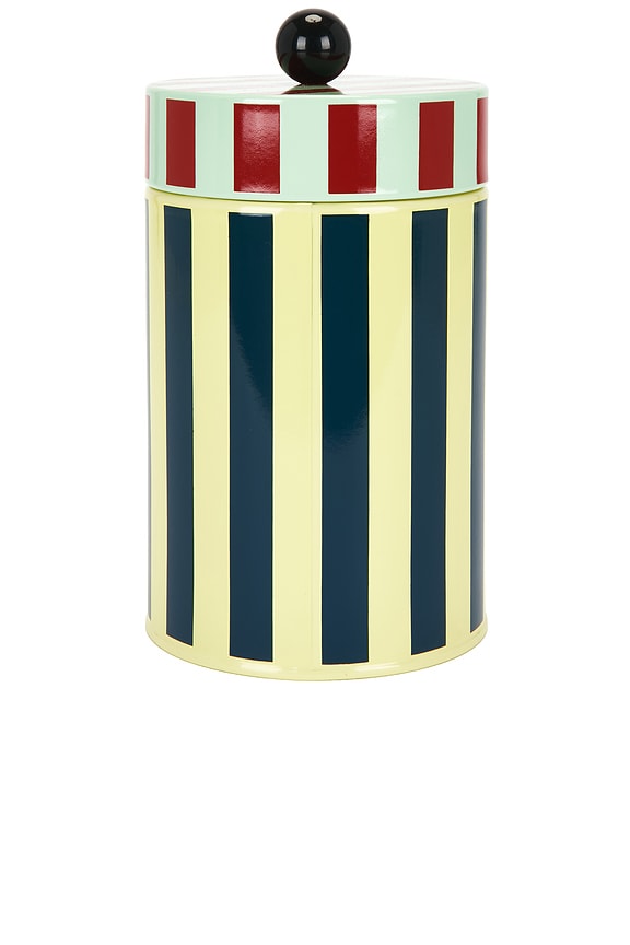 view 2 of 4 Tall Stripe Canister in Yellow & Blue