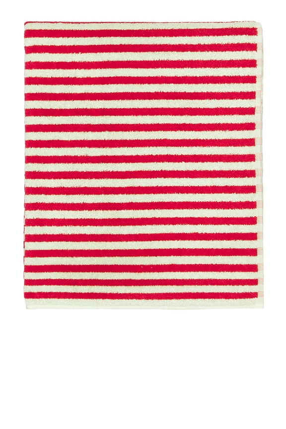 view 2 of 4 Ladybug Stripe Bath Towel in Blush & Red Stripe