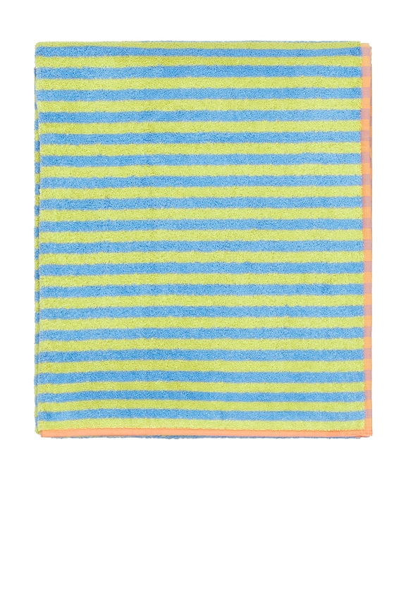 view 2 of 4 Grasshopper Stripe Bath Towel in Green & Orange Stripe
