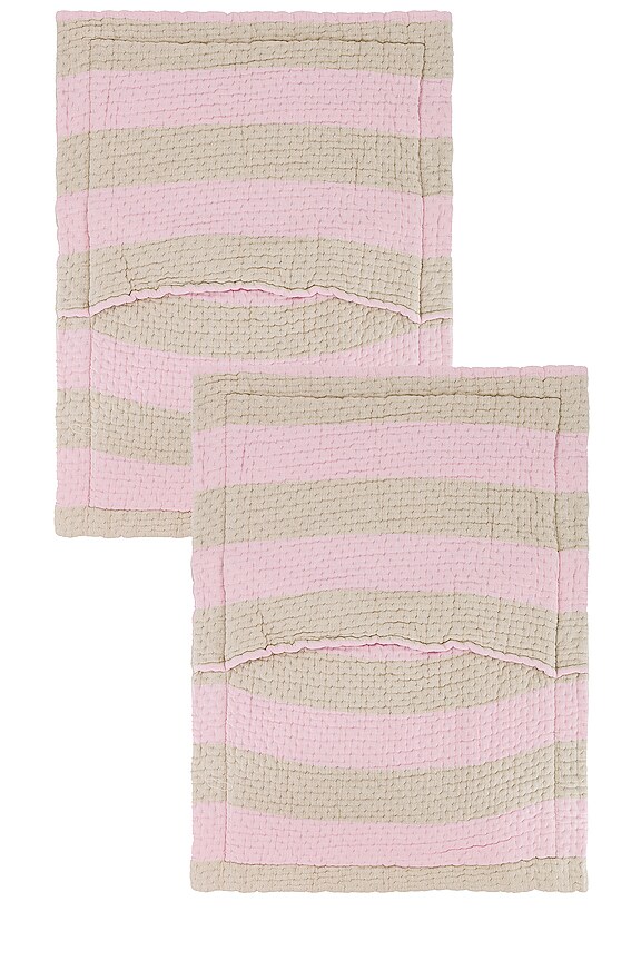 view 2 of 3 STRIPE STANDARD SHAMS 스트라이프 스탠다드 샴 in Pink & Beige