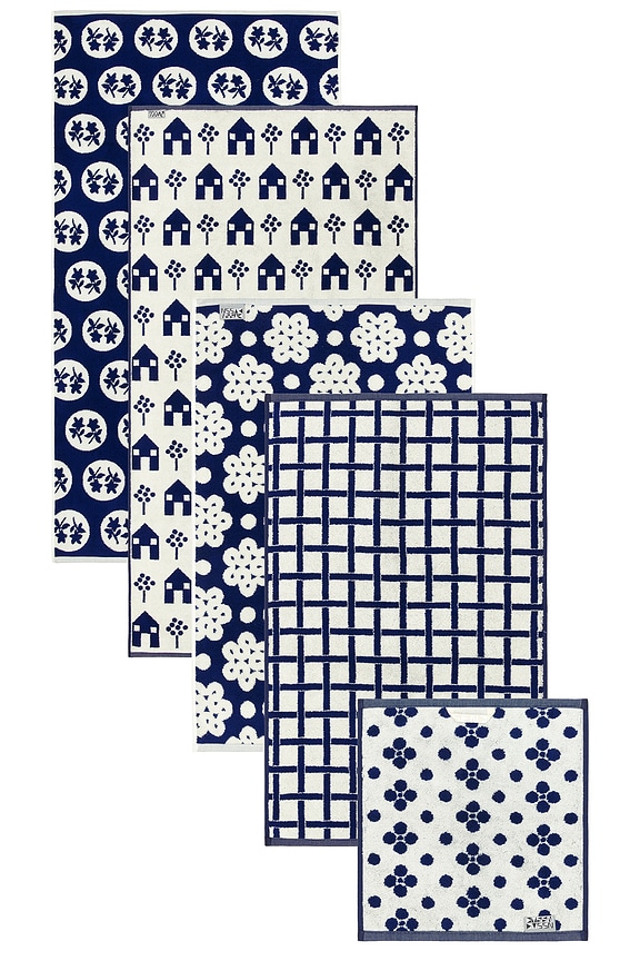 view 2 of 7 Navy Pattern Towels Bundle Of 5 in 