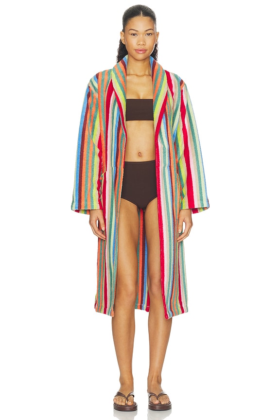 view 2 of 5 Bathrobe in Butterfly Stripe