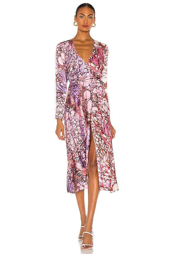 Diane von Furstenberg Tilly Midi Dress in Marble Ivory & Guaiava | REVOLVE