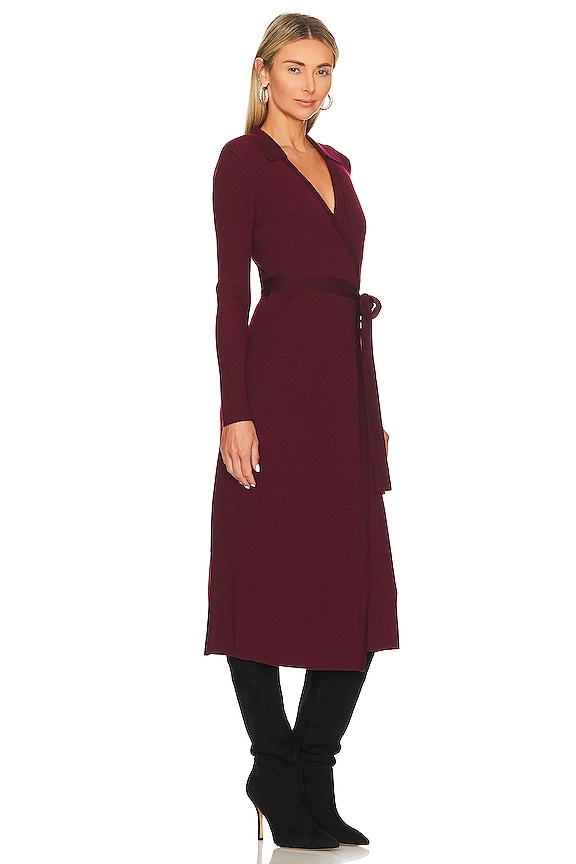 view 2 of 3 CRISTOPH WRAP 미디 원피스 in Wine Pink