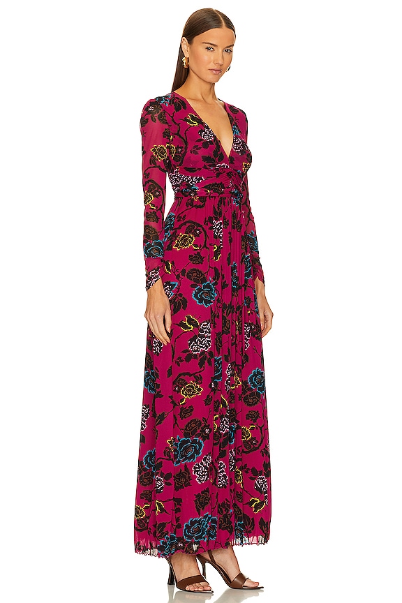 view 2 of 3 Anne Dress in China Vine Poison Pink