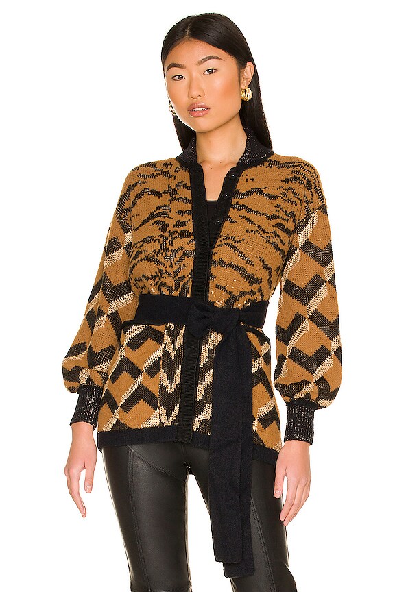 view 2 of 5 Claude Sweater in Tibetan Tiger Large & Arrow Head Giant Golden Oak