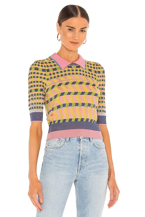 view 1 of 4 TOP MANCHES COURTES JENNY in Floating Gingham Pink