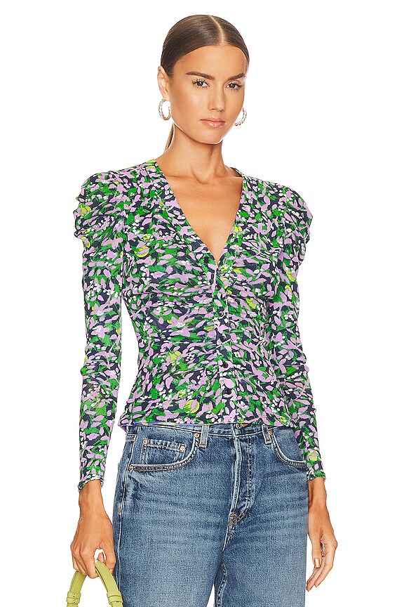 view 2 of 5 Gladys Reversible Top in Clouds Orchid & Scribble Garden