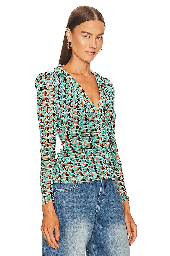 view 2 of 4 Nathaniel Top in Fleurgeo Summer Turquoise