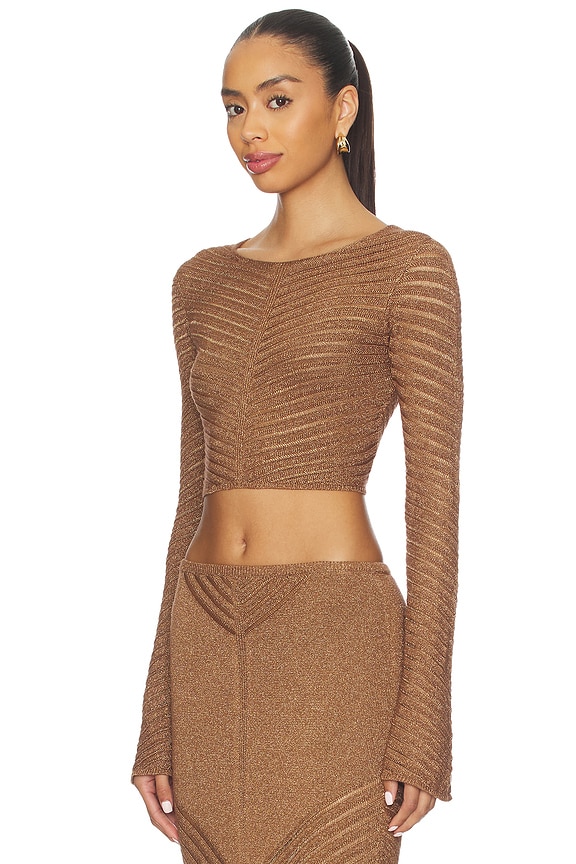 view 2 of 5 Raya Metallic Top in Truffle