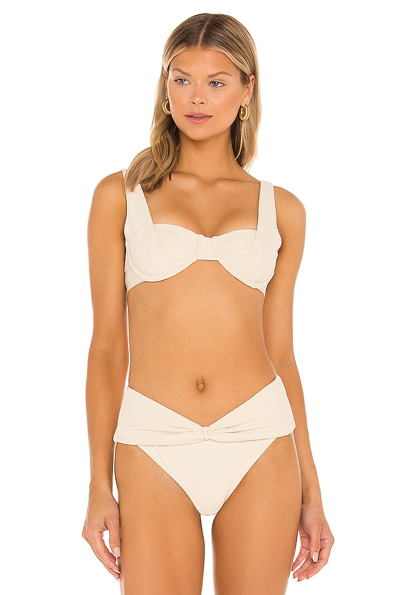 view 1 of 5 HAUT DE MAILLOT DE BAIN ALAIA in Textured Cream