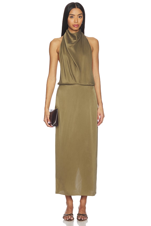 view 2 of 5 ROBE EN SOIE FRIDA in Olive