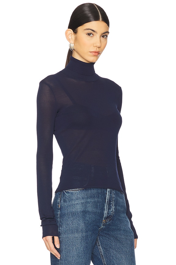 view 2 of 4 Alexander Sheer Turtleneck Sweater in Dark Navy