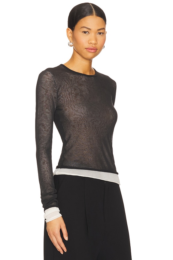 view 2 of 6 Harlow Knit Top in Black & Cream