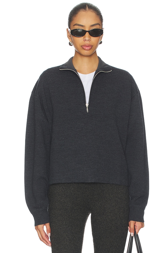 view 2 of 6 Brecken Double Faced Half Zip Sweater in Dark Grey