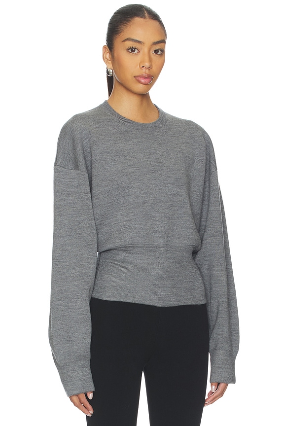 view 2 of 5 Carlie Double Faced Blouson Crewneck in Heather Grey