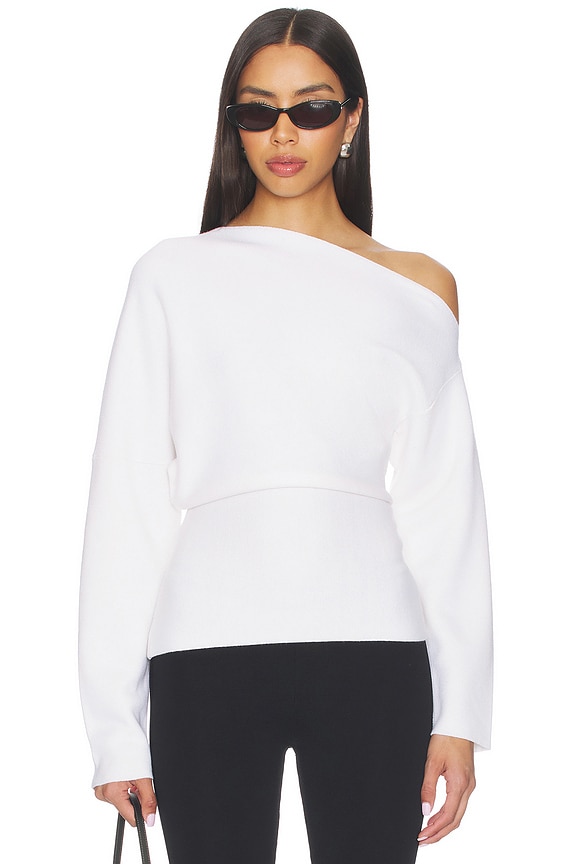 view 1 of 5 Rachelle Draped Knit Top in White