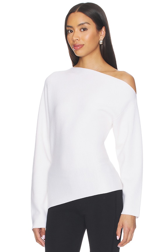 view 2 of 5 Rachelle Draped Knit Top in White