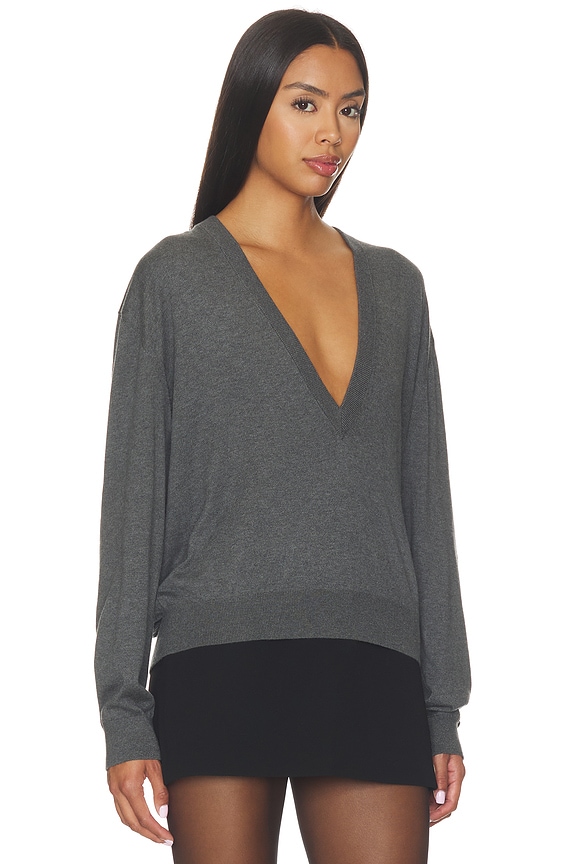 view 2 of 5 Devyn V Neck Sweater in Grey