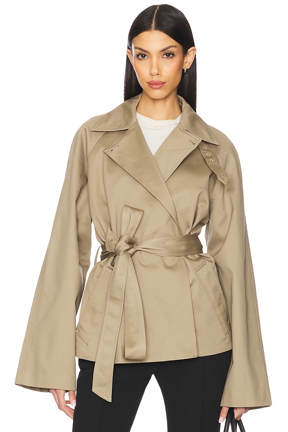 view 2 of 5 Yuna Crop Trench in Khaki Greige