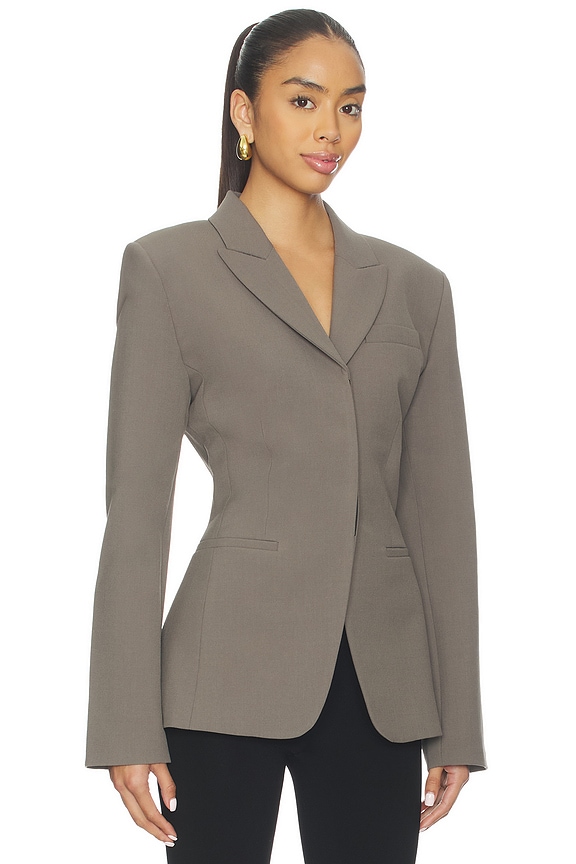 view 2 of 5 Keki Cinched Waist Blazer in Dark Grey