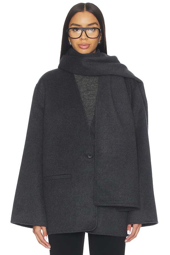 view 1 of 6 x Coco Ragni Wool Scarf Jacket in Charcoal