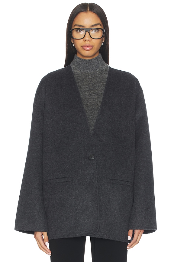 view 2 of 6 x Coco Ragni Wool Scarf Jacket in Charcoal