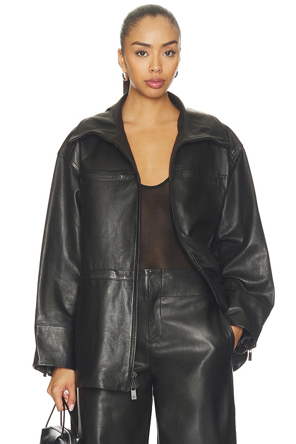 view 2 of 6 Niko Leather Parka Jacket in Black