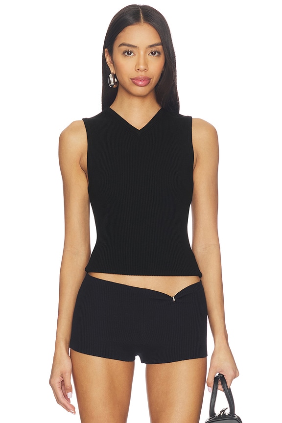 view 1 of 5 x Jasmine Tookes Susen Rib Knit V-neck Top in Black