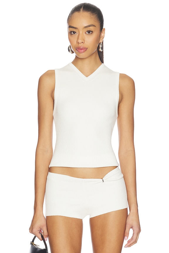 view 1 of 5 x Jasmine Tookes Susen Rib Knit V-neck Top in Ivory