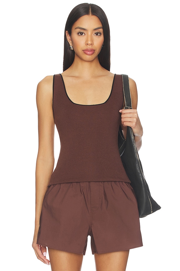 view 1 of 5 Cydnee Knit Tank in Brown With Black