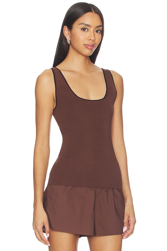 view 2 of 5 Cydnee Knit Tank in Brown With Black