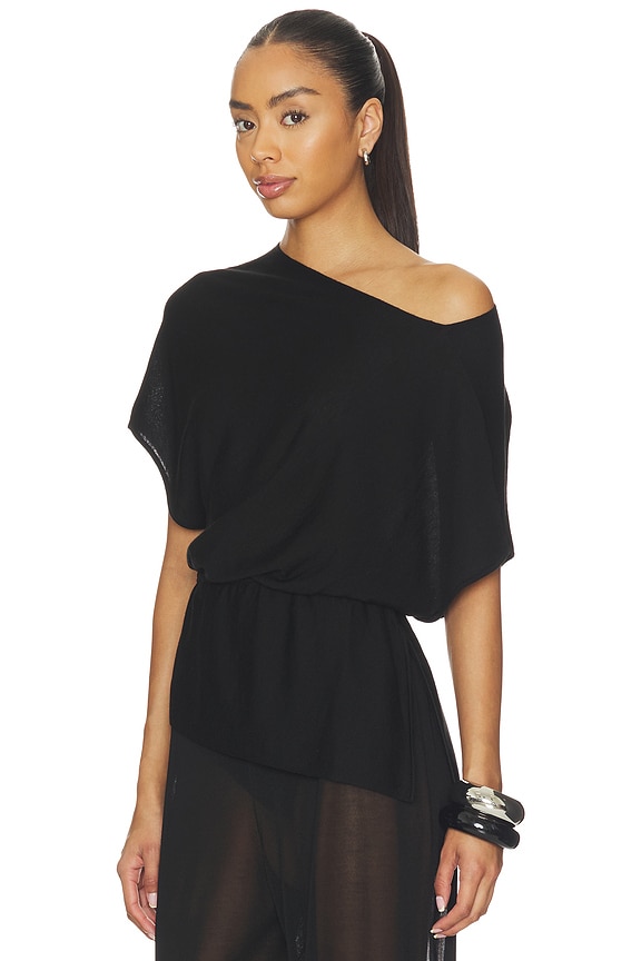 view 2 of 5 BLUSA ASSIMÉTRICA DE TRICÔ JAIDYN in Black