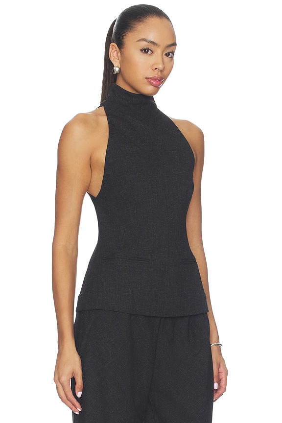 view 2 of 5 Keldan Classic Suiting Vest Top in Charcoal Melange
