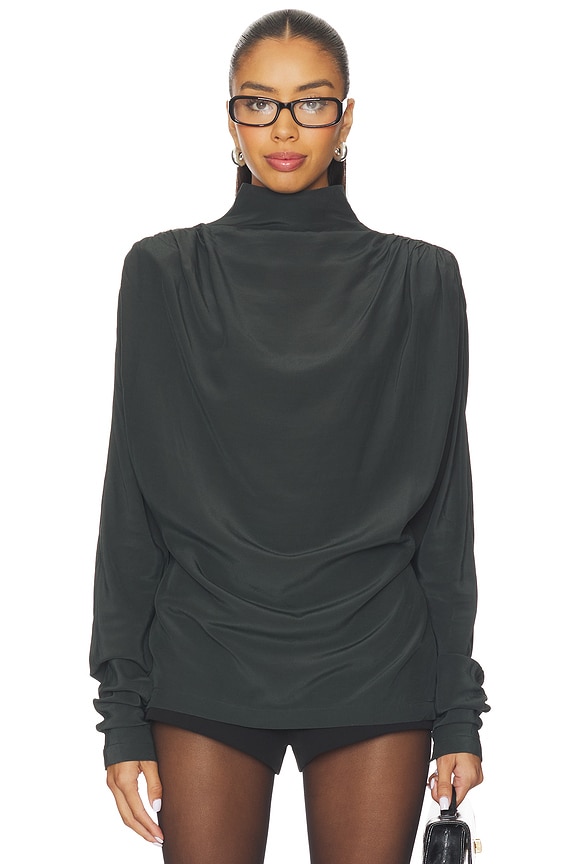 view 2 of 5 Saeunn Drape Neck Blouse in Caviar