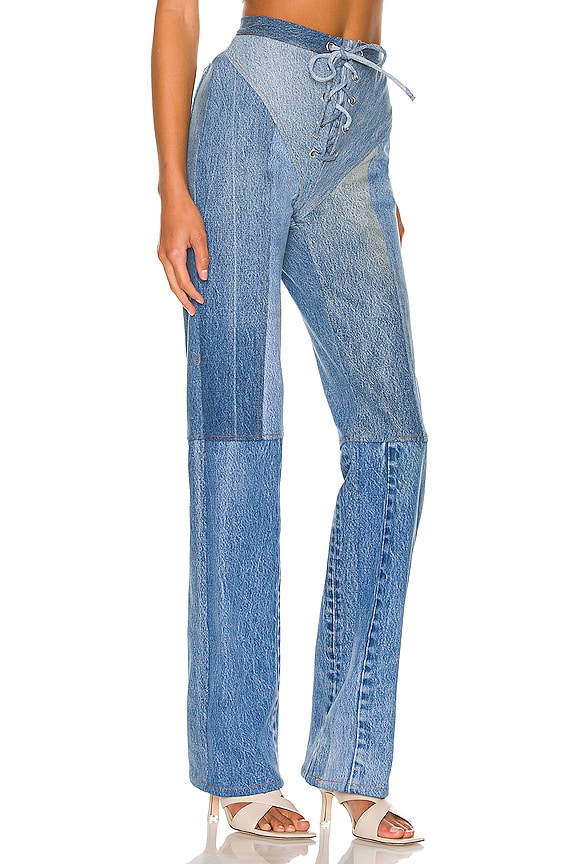 view 2 of 4 Lace Up Jeans in Medium Wash