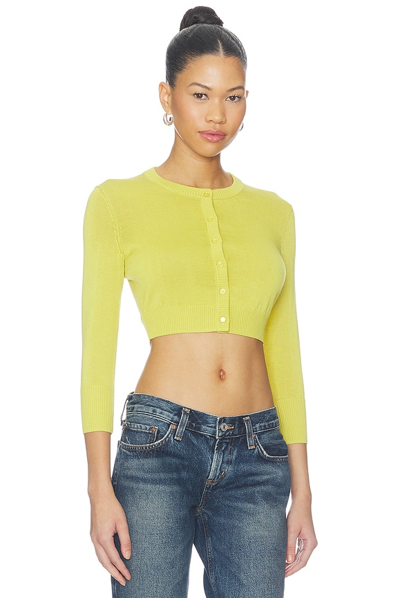 view 2 of 4 Juniper Cropped Cardigan in Yellow Moss