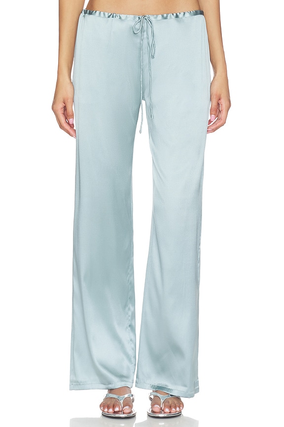 view 1 of 6 Wren Loose Pull On Pant in Dusty Blue Silk