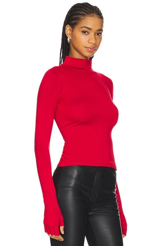 view 2 of 4 Swann Mock Neck Tee in Red