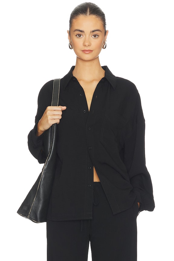 view 1 of 5 Adeline Button Down Shirt in Black Linen