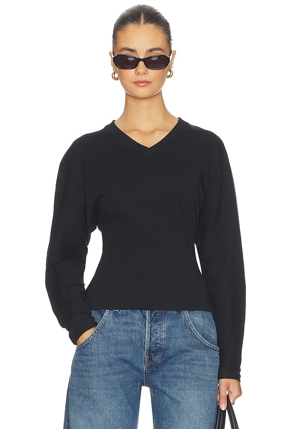 view 1 of 4 Acacia V Neck Long Sleeve Top in Black