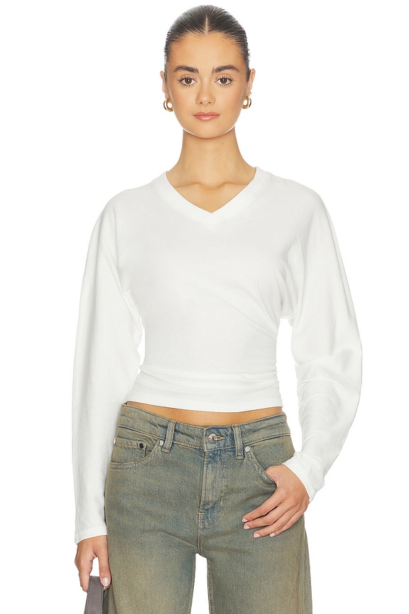 view 1 of 4 Acacia V Neck Long Sleeve Top in White
