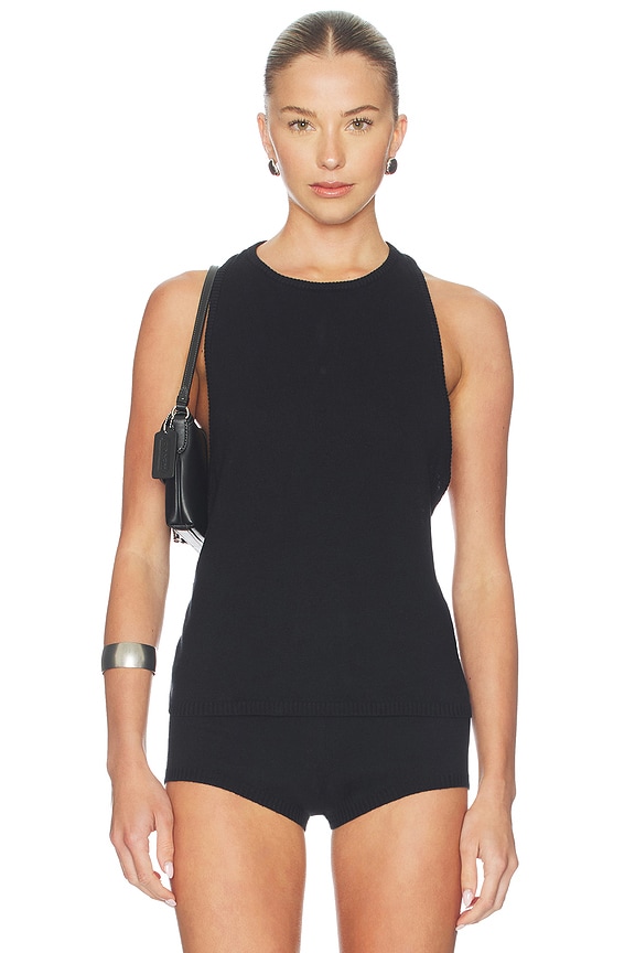 view 2 of 4 Romy Knit Racer Tank Top in Black